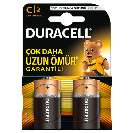 Duracell Alkalin C Piller 2'Li Paket nin resmi