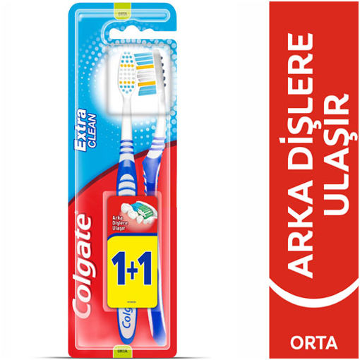 Colgate Extra Clean Orta Diş Firçasi 1+1 nin resmi