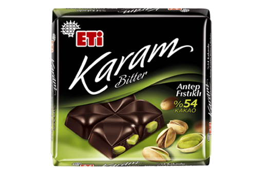 Eti Karam Tablet Bitter Çikolata Fistikli 60gr nin resmi