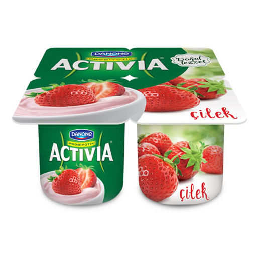 Activia Doğal Probiyotikli Yoğurt Çilekli 4x100 Gr nin resmi