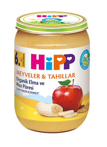 Hipp Organik Elma Ve Muz Püresi 190gr nin resmi