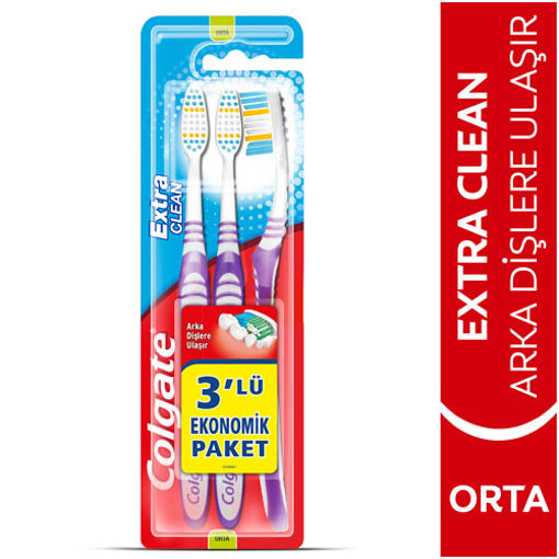 Colgate Extra Clean Orta Diş Firçasi 2+1 nin resmi