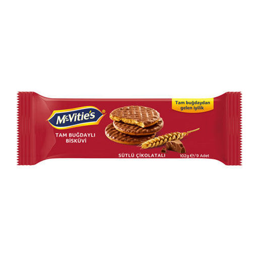 McVities Tam Buğdaylı Sütlü Çikolatalı Bisküvi 98 Gr nin resmi