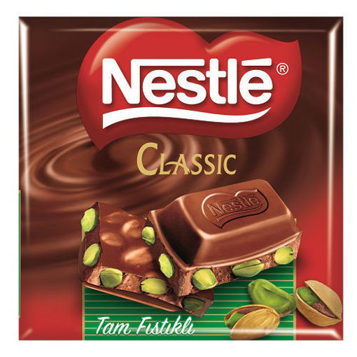 Nestle Classic Kare Çikolata Fıstıklı Sütlü 60 Gr nin resmi