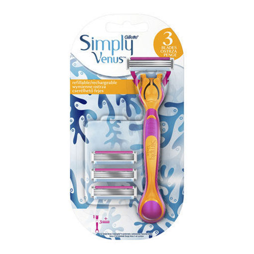 Gillette Simply Venus 3 Tıraş Makinesi + 4 Yedek Tıraş Bıçağı nin resmi