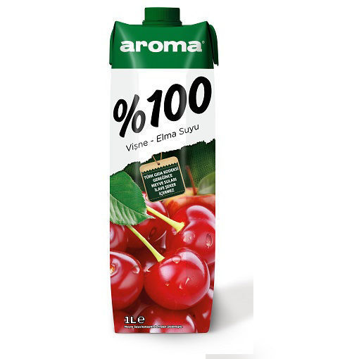 Aroma Meyve Suyu %100 Vişne Elma 1lt nin resmi