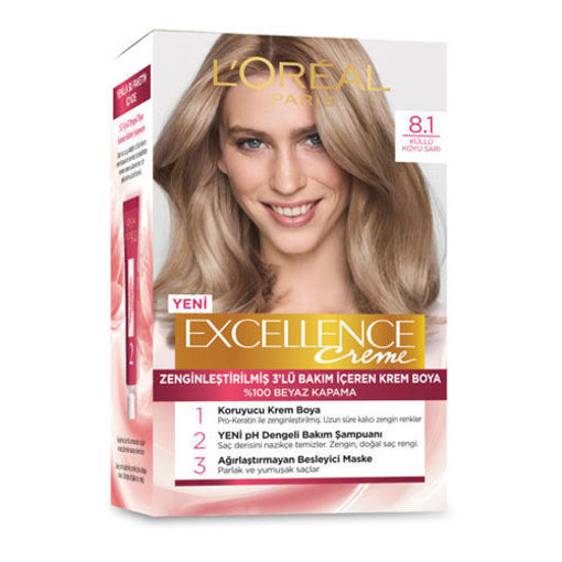 L'Oreal Excellence Creme Saç Boyası 8.1 Koyu Sarı Küllü nin resmi