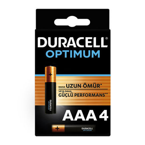 Duracell Optimum İnce Kalem Pil 4'lü AAA nin resmi