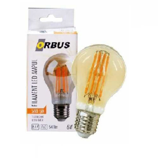 Orbus Led Filament Bulb A60 Amber 6 Watt E27 600lm nin resmi