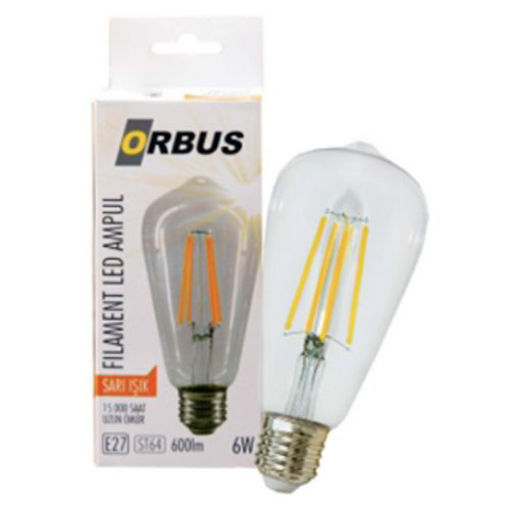 Orbus Led Filament Bulb St64 Clear 6 Watt E27 600l nin resmi