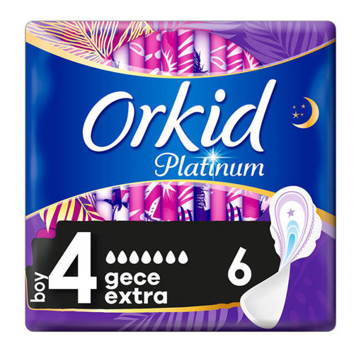 Orkid Platinum Hijyenik Ped Gece Extra Tekli Paket 6 Ped nin resmi