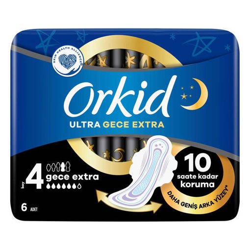 Orkid Ultra Extra Hijyenik Ped Gece Extra Tekli Paket 6 Ped nin resmi