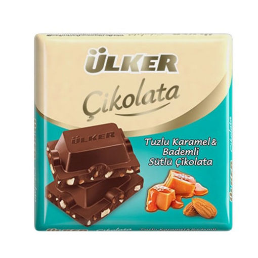 Ülker Tuzlu Karamel & Bademli Sütlü Çikolata 60 Gr nin resmi