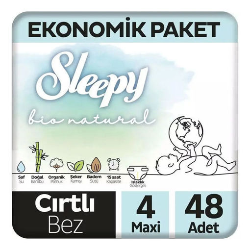 Sleepy Bio Natural Bebek Bezi 4 Beden Maxi 48 Adet nin resmi