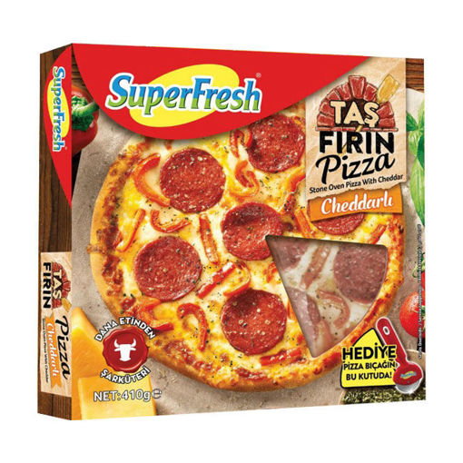 Superfresh Taşfırın Pizza Sucuk Cheddarlı 400gr nin resmi