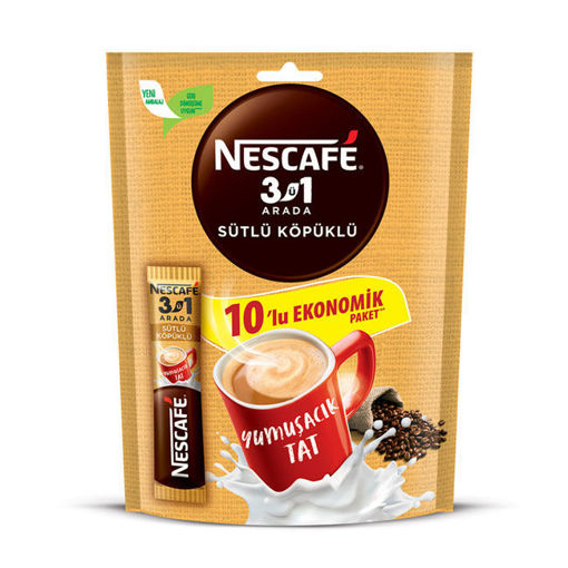Nescafe 3'ü 1 Arada Sütlü Köpüklü 10'lu Paket nin resmi