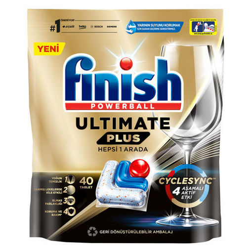 Finish Ultimate Plus 40 Tablet Bulaşık Makinesi Deterjanı nin resmi