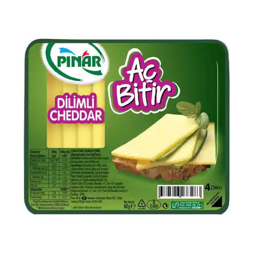 Pınar Aç Bitir Cheddar Dilimli Peynir 60 Gr nin resmi