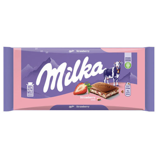 Milka Çilekli Yoğurtlu Tablet Çikolata 100 Gr nin resmi
