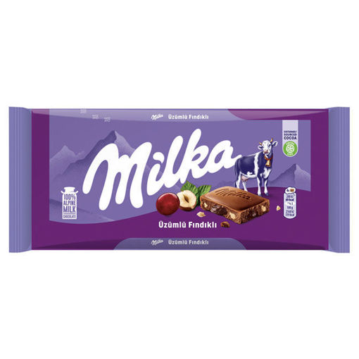 Milka Üzümlü Fındıklı Çikolata 80 Gr nin resmi