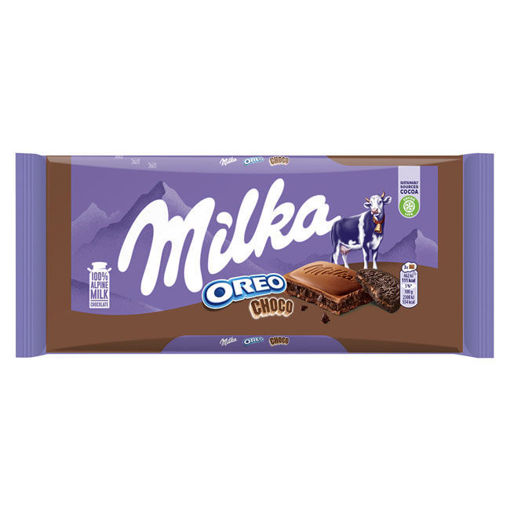Milka Oreo Choco Sütlü Çikolata Kaplı Bisküvi Parçaları 100G nin resmi