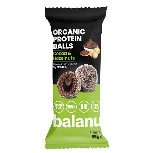 Balanu Organik Protein Balls Kakao&Fındık 110Gr nin resmi