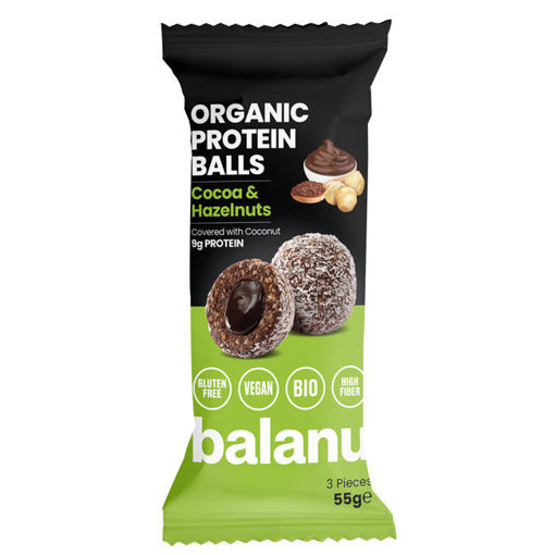Balanu Organik Protein Balls Kakao Fındık 55Gr nin resmi
