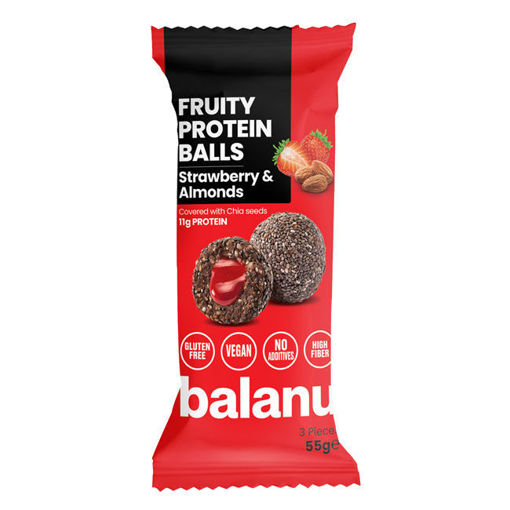 Balanu Fruity Protein Balls Çilek 55Gr nin resmi