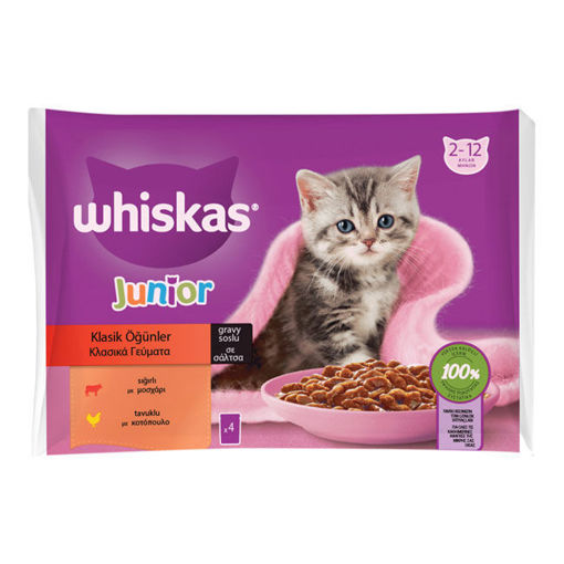 Whiskas Pouch Etli Yavru Kedi Maması 85gr nin resmi