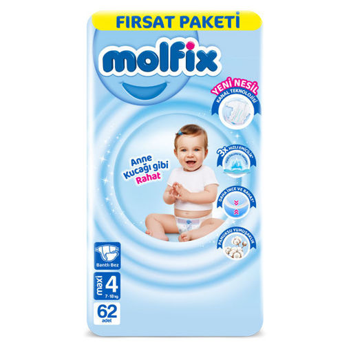 Molfix Bebek Bezi Maxi 62li Fırsat Paketi 3D nin resmi