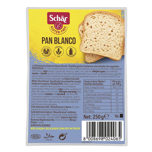 Schar Glutensiz Dilimli Ekmek 250 Gr nin resmi