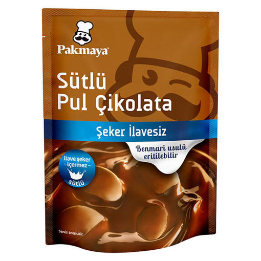 Pakmaya Şeker İlavesiz Sütlü Pul Çikolata 70Gr nin resmi