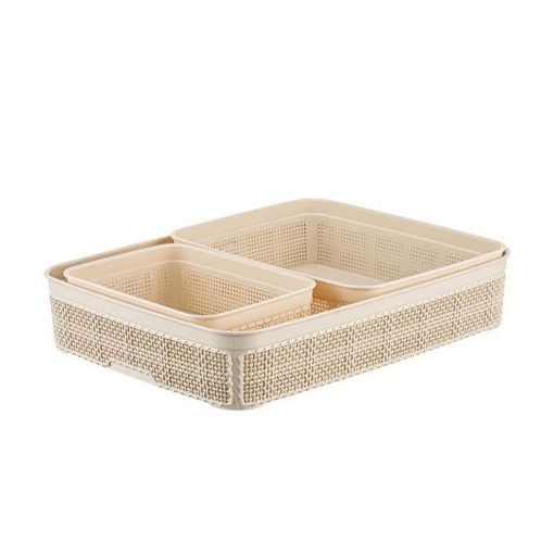 Beehome 604 Jute Çok Amaçlı Sepet 3'Lü Set nin resmi