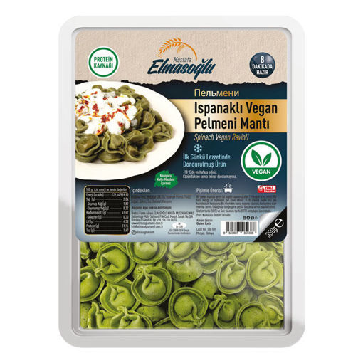 Elmasoğlu Ispanaklı Vegan pelmeni Mantı 350 Gr nin resmi