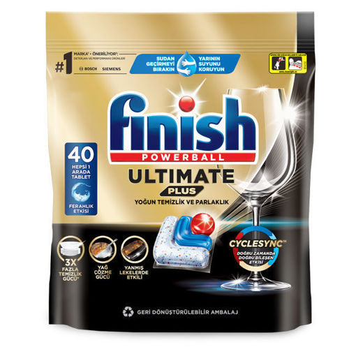 Finish Ultimate Plus 40 Tablet Bulaşık Makinesi Deterjanı nin resmi