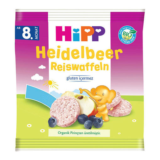 Hipp Organik Yaban Mersinli Elmalı Pirinçli Bebek Gofreti 30gr nin resmi