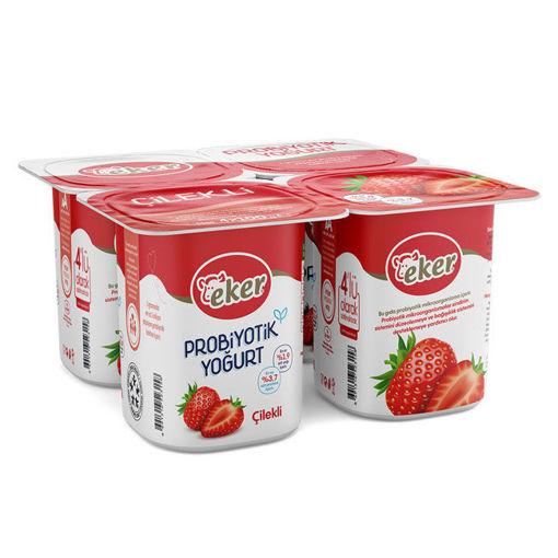 Eker Çilekli Probiyotik Yoğurt 4X100 Gr nin resmi