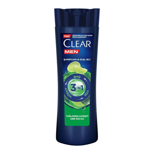 Clear Men 3ü1 Arada Şampuan & Duş Jeli Yağlanma Karşıtı Lime Özlü 350 Ml nin resmi