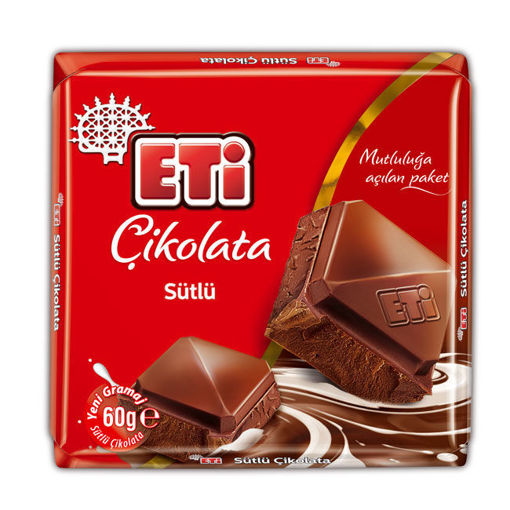 Eti Sütlü Kare Çikolata 60 Gr nin resmi