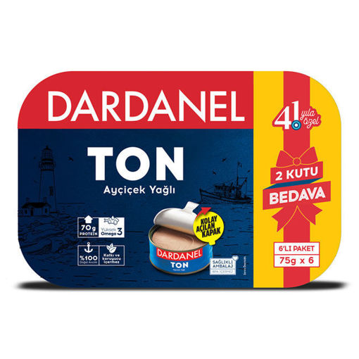 Dardanel Ayçiçek Yağlı Ton Balığı 6 x 75 Gr nin resmi