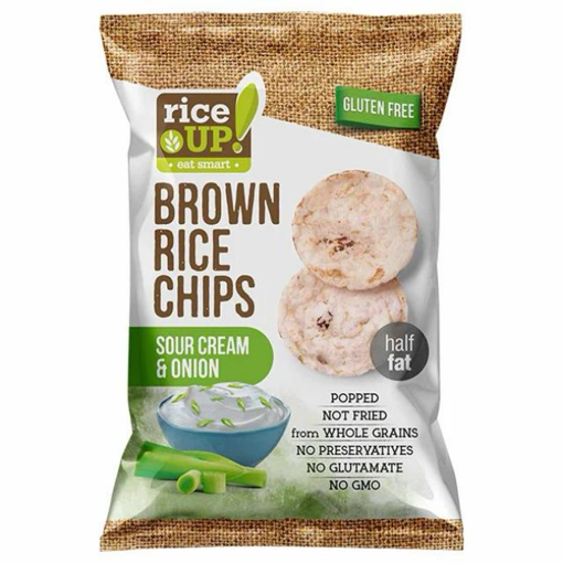 Rice Up Tam Tahıllı Pirinç Cips Sour Cream & Onion 60gr nin resmi