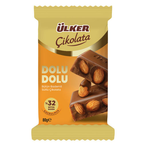 Ulker Dolu Dolu %32 Badem Tablet Çikolata 80 Gr nin resmi