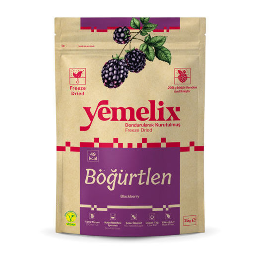 Yemelix Dondurularak Kurutulmuş Böğürtlen 15 Gr nin resmi