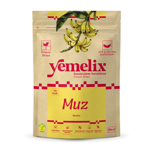 Yemelix Dondurularak Kurutulmuş Muz 20 Gr nin resmi