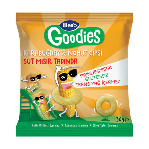 Hero Goodies Süt Mısırlı Karabuğday Nohut Cipsi 30 Gr nin resmi