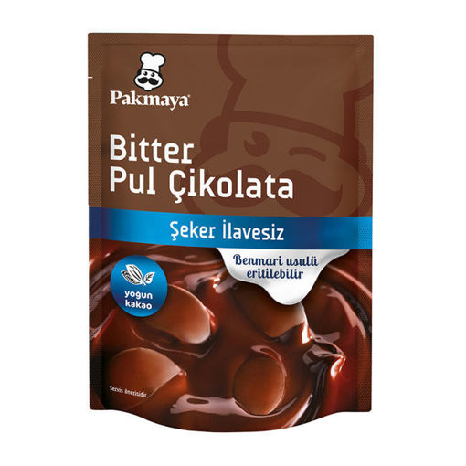 Pakmaya Şeker İlavesiz Bitter Pul Çikolata 70 Gr nin resmi