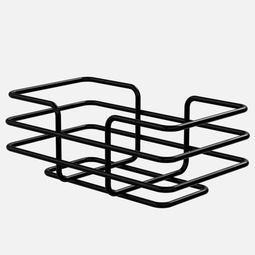 Metal Dikdörtgen Ekmek Sepeti Siyah Renk nin resmi