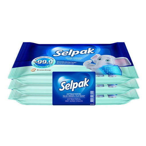 Selpak Antibakteriyel Islak Cep Mendili 3'Lü Paket nin resmi