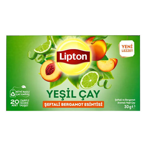 Lipton Yeşil Çay Şeftali&Bergamot 27Gr nin resmi