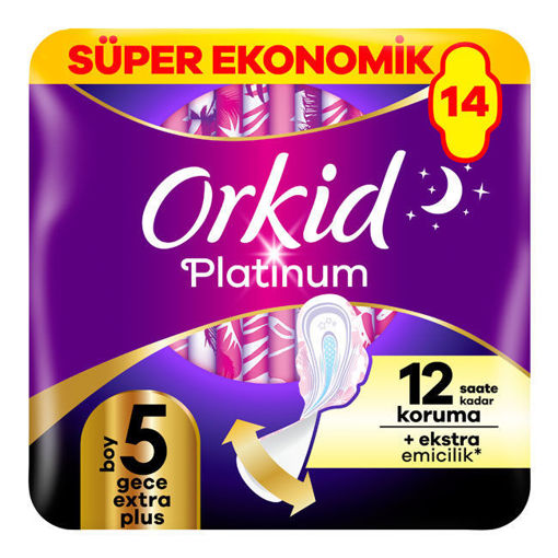 Orkid Platinum Dörtlü Hijyenik Ped Gece Ekstra Plus 14'lü nin resmi